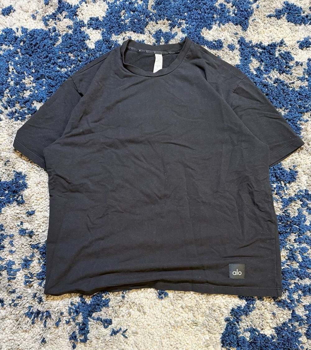 Alo Yoga Boxy Oversized T-Shirt Size XL Black